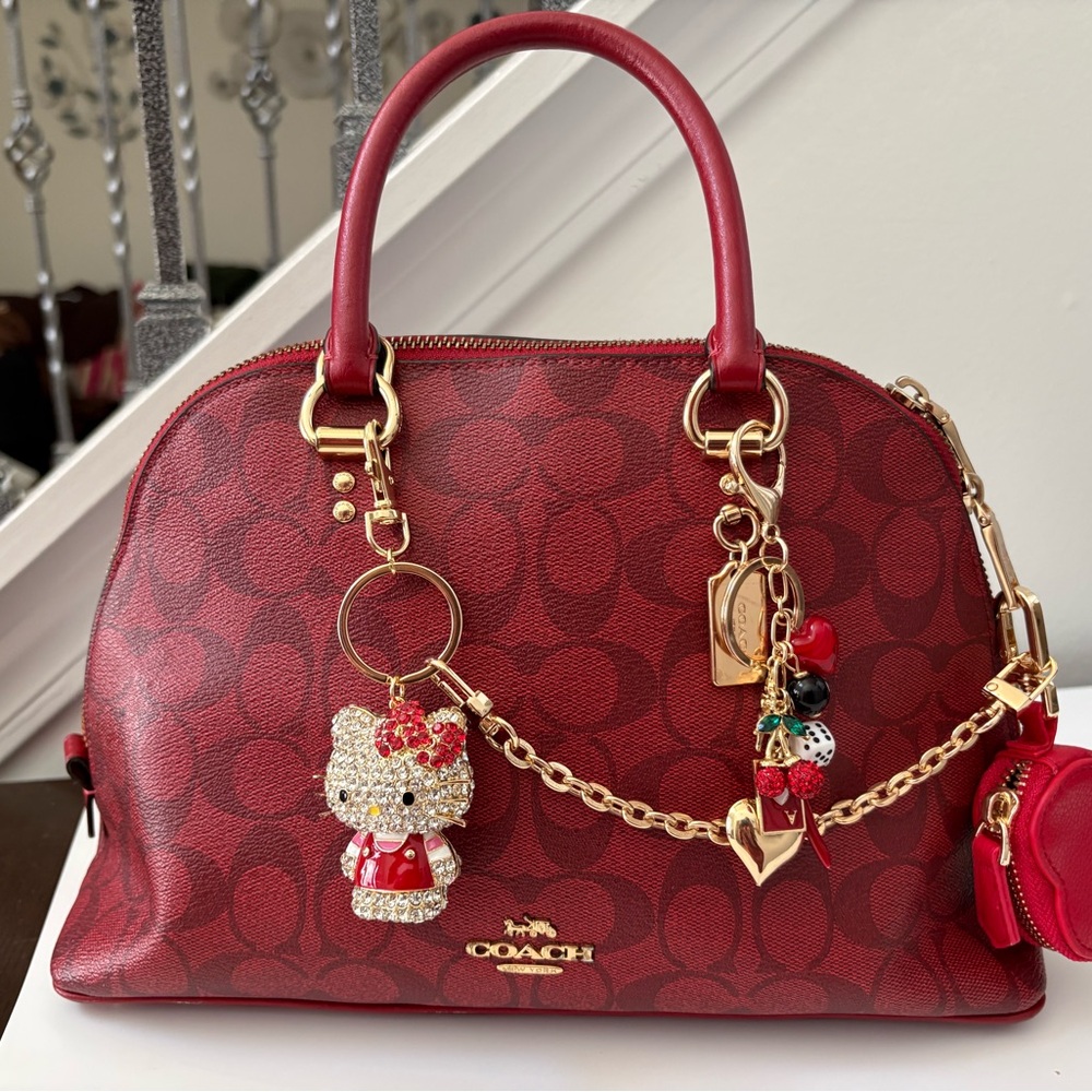 Coach Red Satchel with Gold Details